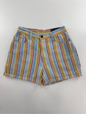 Not Guilty Vintage Multi-Colored Vertical Striped Denim Shorts Size 7/8